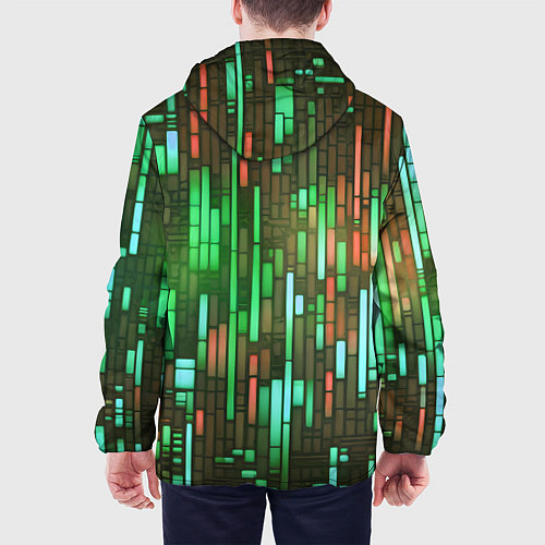 Мужская куртка Неоновые полосы зелёные / 3D-Черный – фото 4