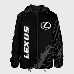 Куртка с капюшоном мужская Lexus speed на темном фоне со следами шин вертикал, цвет: 3D-черный