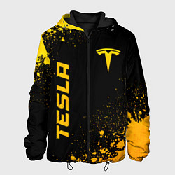 Куртка с капюшоном мужская Tesla - gold gradient вертикально, цвет: 3D-черный