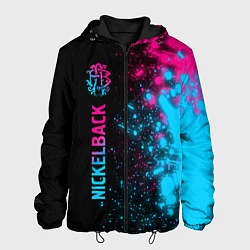 Куртка с капюшоном мужская Nickelback - neon gradient по-вертикали, цвет: 3D-черный