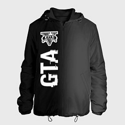 Куртка с капюшоном мужская GTA glitch на темном фоне по-вертикали, цвет: 3D-черный