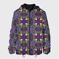 Куртка с капюшоном мужская Стеклянная мозаика, цвет: 3D-черный