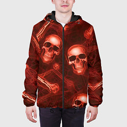 Куртка с капюшоном мужская Красные черепа и кости, цвет: 3D-черный — фото 2