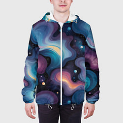 Куртка с капюшоном мужская Космические волны и звездная пыль, цвет: 3D-белый — фото 2