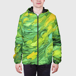 Куртка с капюшоном мужская Зелено желтая краска, цвет: 3D-черный — фото 2