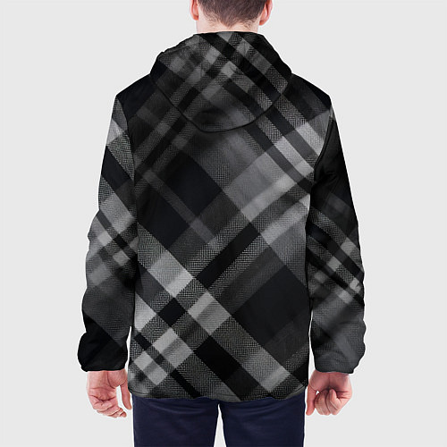 Мужская куртка Черно-белая диагональная клетка в шотландском стил / 3D-Черный – фото 4