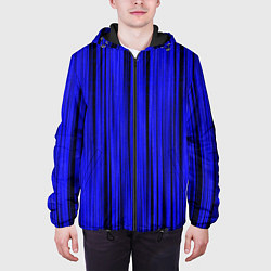 Куртка с капюшоном мужская Абстрактные полосы ультрамарин, цвет: 3D-черный — фото 2