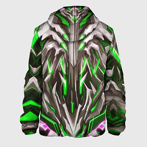 Мужская куртка Зелёная киберпанк броня / 3D-Белый – фото 2