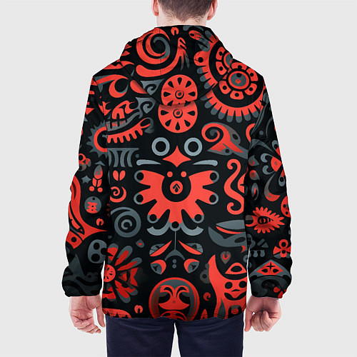 Мужская куртка Красно-черный узор в славянском стиле / 3D-Черный – фото 4