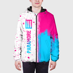 Куртка с капюшоном мужская Paramore neon gradient style по-вертикали, цвет: 3D-черный — фото 2
