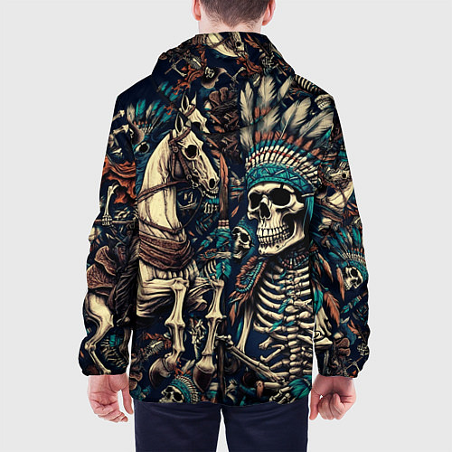 Мужская куртка Татуировка скелета индейца и ковбоя в техасе / 3D-Черный – фото 4