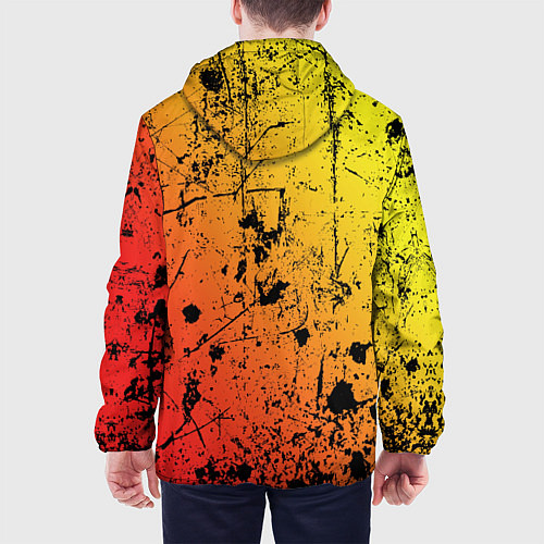 Мужская куртка Огненный перелив заката с текстурой царапин и брыз / 3D-Черный – фото 4