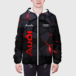 Куртка с капюшоном мужская Audi - плиты с эффектом свечения, цвет: 3D-белый — фото 2
