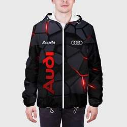 Куртка с капюшоном мужская Audi - плиты с эффектом свечения, цвет: 3D-белый — фото 2