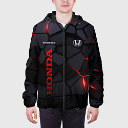 Куртка с капюшоном мужская Honda - плиты с эффектом свечения, цвет: 3D-черный — фото 2