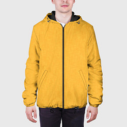 Куртка с капюшоном мужская Жёлтый однотонный текстура, цвет: 3D-черный — фото 2