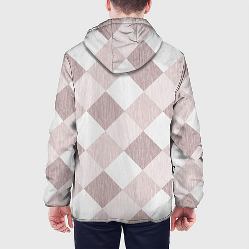 Мужская куртка Геометрический светло коричневый узор квадраты / 3D-Черный – фото 4