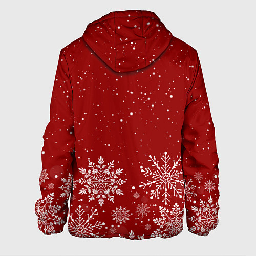 Мужская куртка Текстура снежинок на красном фоне / 3D-Черный – фото 2