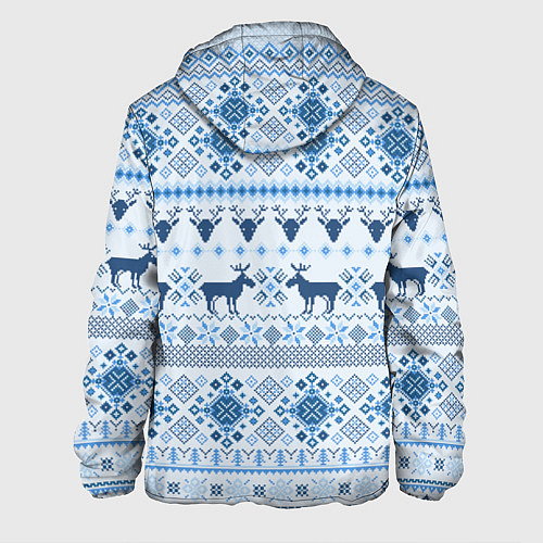 Мужская куртка Blue sweater with reindeer / 3D-Белый – фото 2