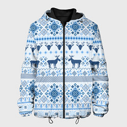 Куртка с капюшоном мужская Blue sweater with reindeer, цвет: 3D-черный