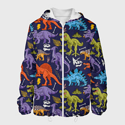 Куртка с капюшоном мужская Мультяшные динозавры, цвет: 3D-белый