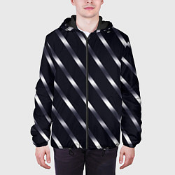 Куртка с капюшоном мужская Чёрно-фиолетовый переливающиеся полосы, цвет: 3D-черный — фото 2