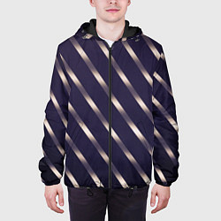 Куртка с капюшоном мужская Полосы фиолетовые переливающиеся, цвет: 3D-черный — фото 2