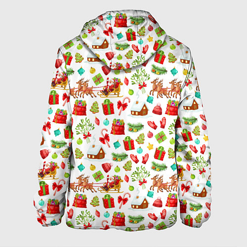 Мужская куртка Новогодний патерн / 3D-Белый – фото 2