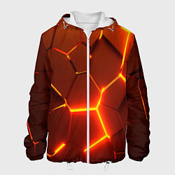 Куртка с капюшоном мужская Плиты абстрактные огненные, цвет: 3D-белый