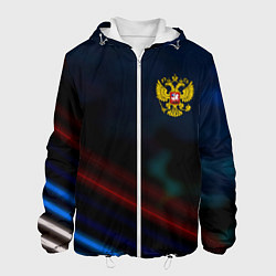 Куртка с капюшоном мужская Спортивная россия герб, цвет: 3D-белый
