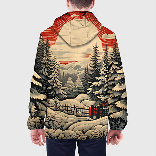 Мужская куртка Блеск снежинок новогодний стиль / 3D-Черный – фото 4