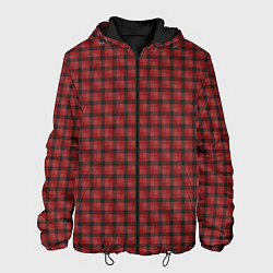 Куртка с капюшоном мужская Классическая красная клеточка, цвет: 3D-черный