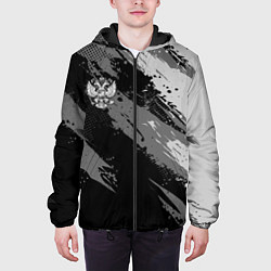 Куртка с капюшоном мужская Герб РФ - серый монохромный, цвет: 3D-черный — фото 2