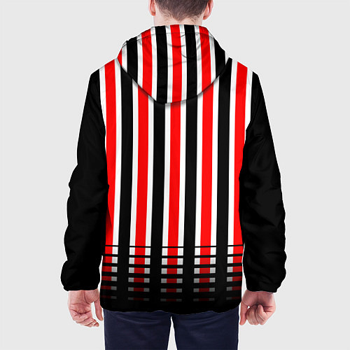Мужская куртка Полосатый красный - герб РФ / 3D-Черный – фото 4