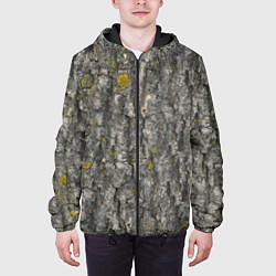 Куртка с капюшоном мужская Узор коры дерева, цвет: 3D-черный — фото 2