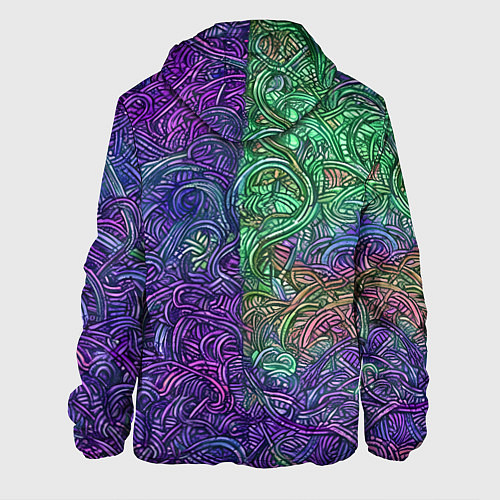 Мужская куртка Вьющийся узор фиолетовый и зелёный / 3D-Белый – фото 2