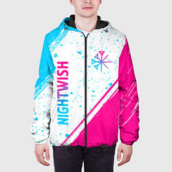 Куртка с капюшоном мужская Nightwish neon gradient style вертикально, цвет: 3D-черный — фото 2