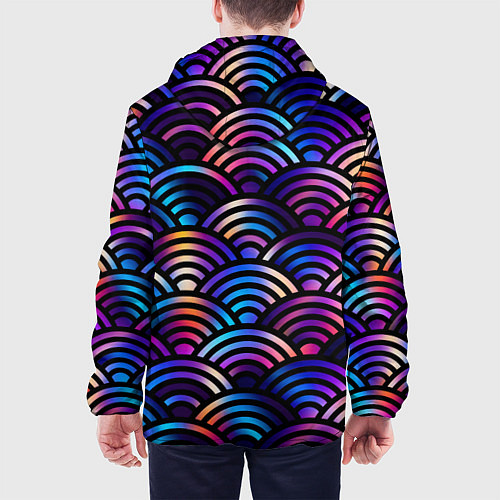 Мужская куртка Разноцветные волны-чешуйки / 3D-Черный – фото 4