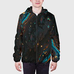 Куртка с капюшоном мужская Разводы на нефтяной луже, цвет: 3D-черный — фото 2