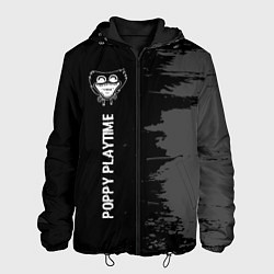 Куртка с капюшоном мужская Poppy Playtime glitch на темном фоне по-вертикали, цвет: 3D-черный