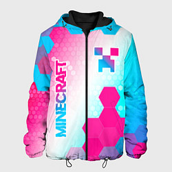 Куртка с капюшоном мужская Minecraft neon gradient style вертикально, цвет: 3D-черный