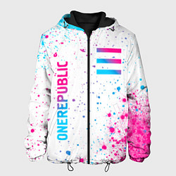 Куртка с капюшоном мужская OneRepublic neon gradient style вертикально, цвет: 3D-черный