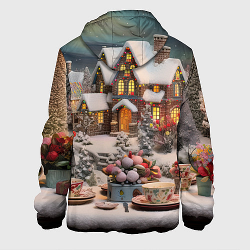 Мужская куртка Объемные новогодние домики / 3D-Белый – фото 2