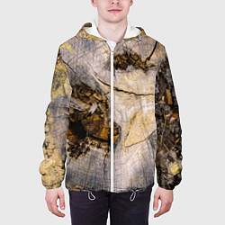 Куртка с капюшоном мужская Текстура пня сосны, цвет: 3D-белый — фото 2