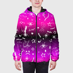 Куртка с капюшоном мужская Тату Лил Пипа на фиолетовом, цвет: 3D-черный — фото 2