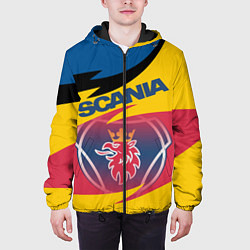 Куртка с капюшоном мужская Scania logo, цвет: 3D-черный — фото 2