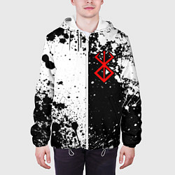 Куртка с капюшоном мужская Берсерк знак жертвы - черно-белые брызги, цвет: 3D-белый — фото 2