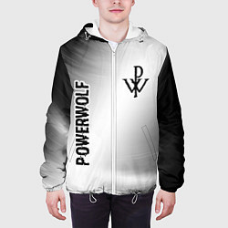 Куртка с капюшоном мужская Powerwolf glitch на светлом фоне вертикально, цвет: 3D-белый — фото 2