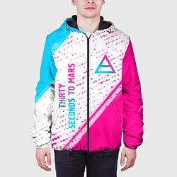 Куртка с капюшоном мужская Thirty Seconds to Mars neon gradient style вертика, цвет: 3D-черный — фото 2