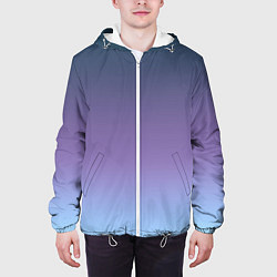Куртка с капюшоном мужская Градиент синий фиолетовый голубой, цвет: 3D-белый — фото 2